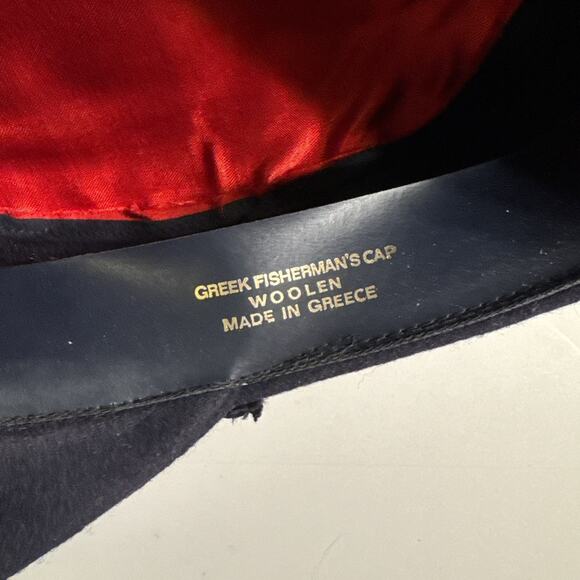 Vintage Aegean Greek Fisherman's Black Wool Hat 58cm 7 1/4 made in Greece - Picture 9 of 9